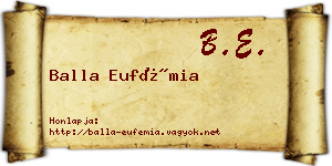 Balla Eufémia névjegykártya